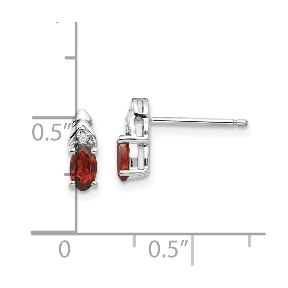 14k White Gold Garnet and Diamond Stud Earrings Gift for Women