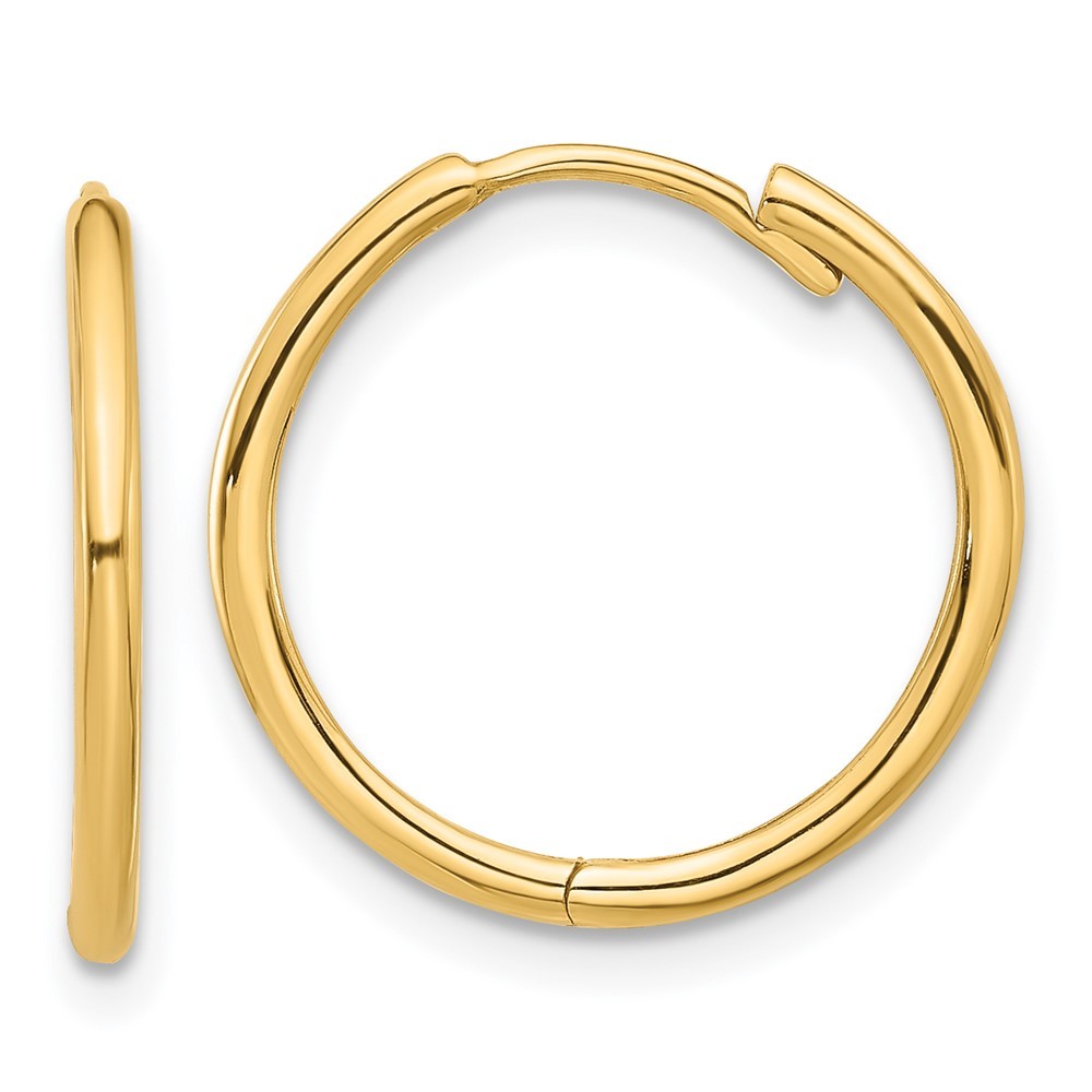 14k Yellow Gold Polished Hinged Hoop Earrings