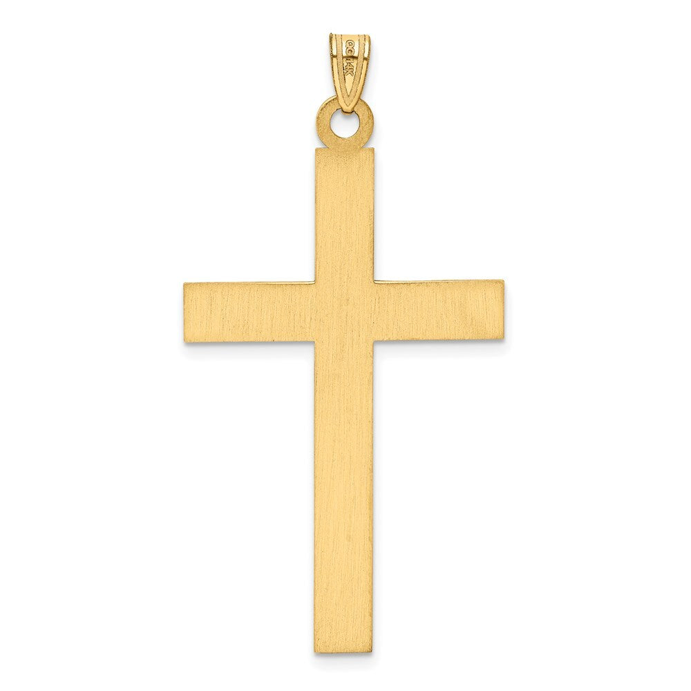14k Yellow Gold Solid Laser Etched Cross Pendant for Women