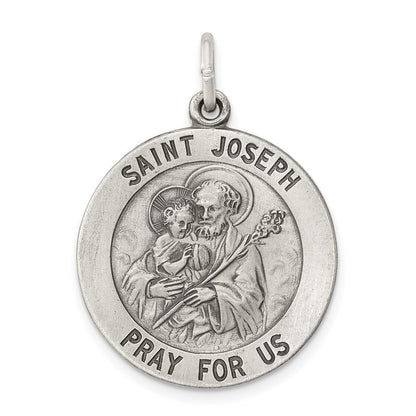 Sterling Silver Antiqued Saint Joseph Medal Pendant