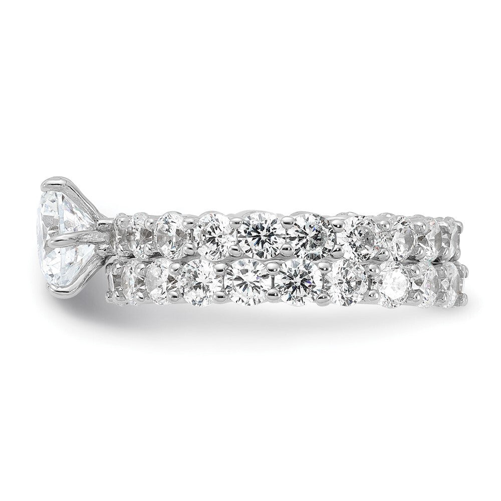Sterling Silver Rhodium-plated Cubic Zirconia 2 Piece Wedding Set Ring Size 7