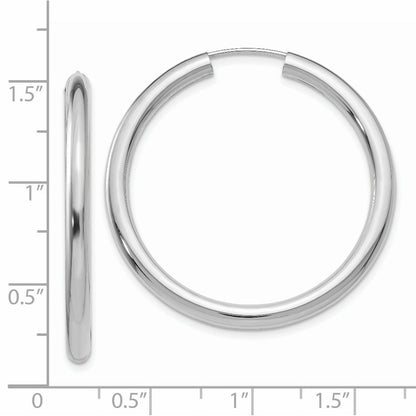 14k White Gold Polished Endless Tube Hoop Earrings