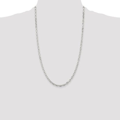 Sterling Silver 3.75mm Diamond-cut Long Link Cable Chain
