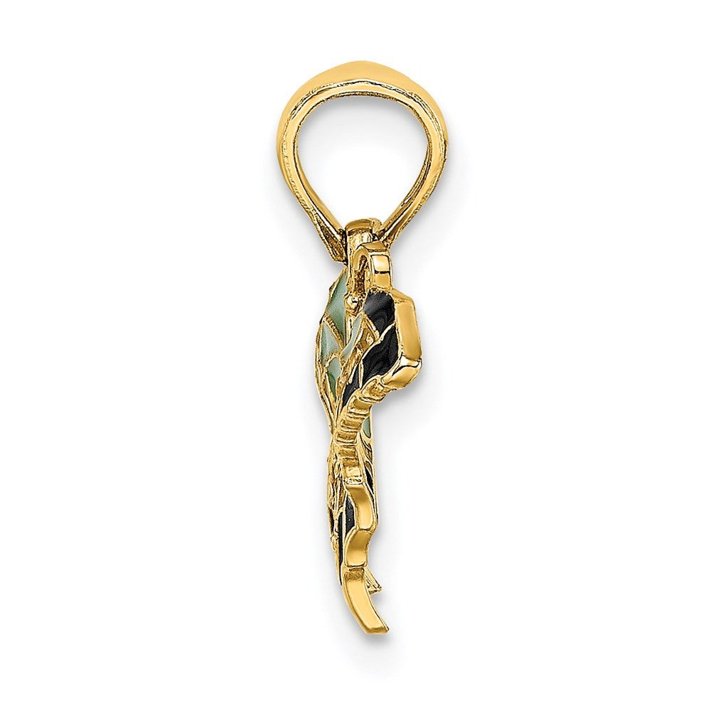 14k Yellow Gold Small Enameled Blue Butterfly Charm