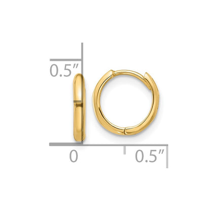 14k Yellow Gold Hinged Hoop Earrings Gift for Women