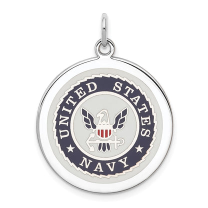 Sterling Silver Rhodium-plated US Navy Disc