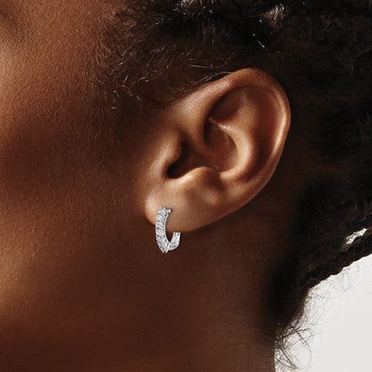 14k White Gold Fancy Hinged Diamond Hoop Earrings