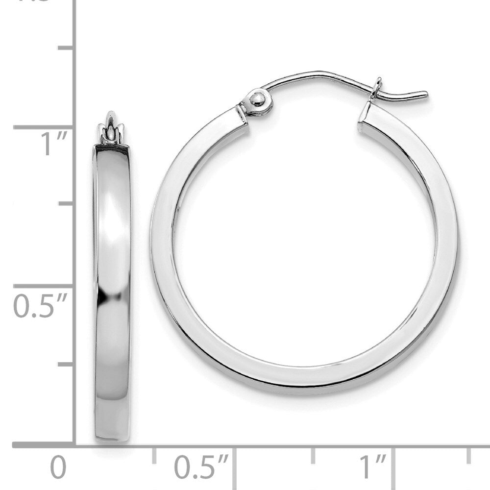 14k White Gold 2x3mm Rectangle Tube Hoop Gift for Women