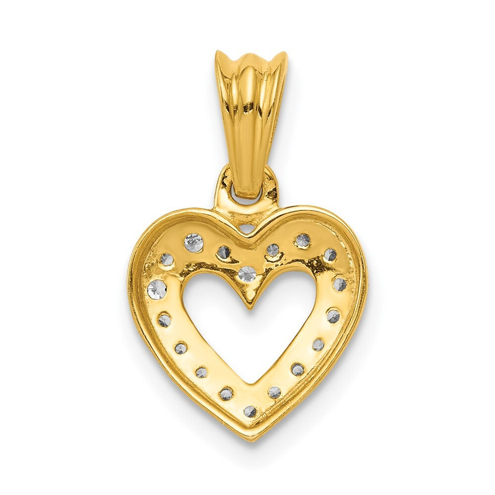 14k Yellow Gold Diamond Heart Pendant for Women