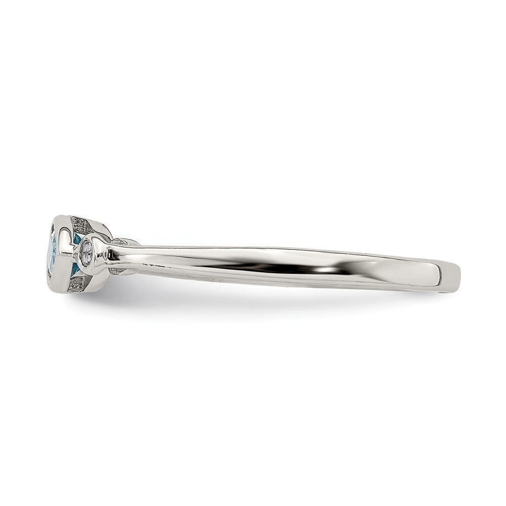 Sterling Silver Rhodium-plated Polished Blue Topaz/White Topaz Ring Size 8