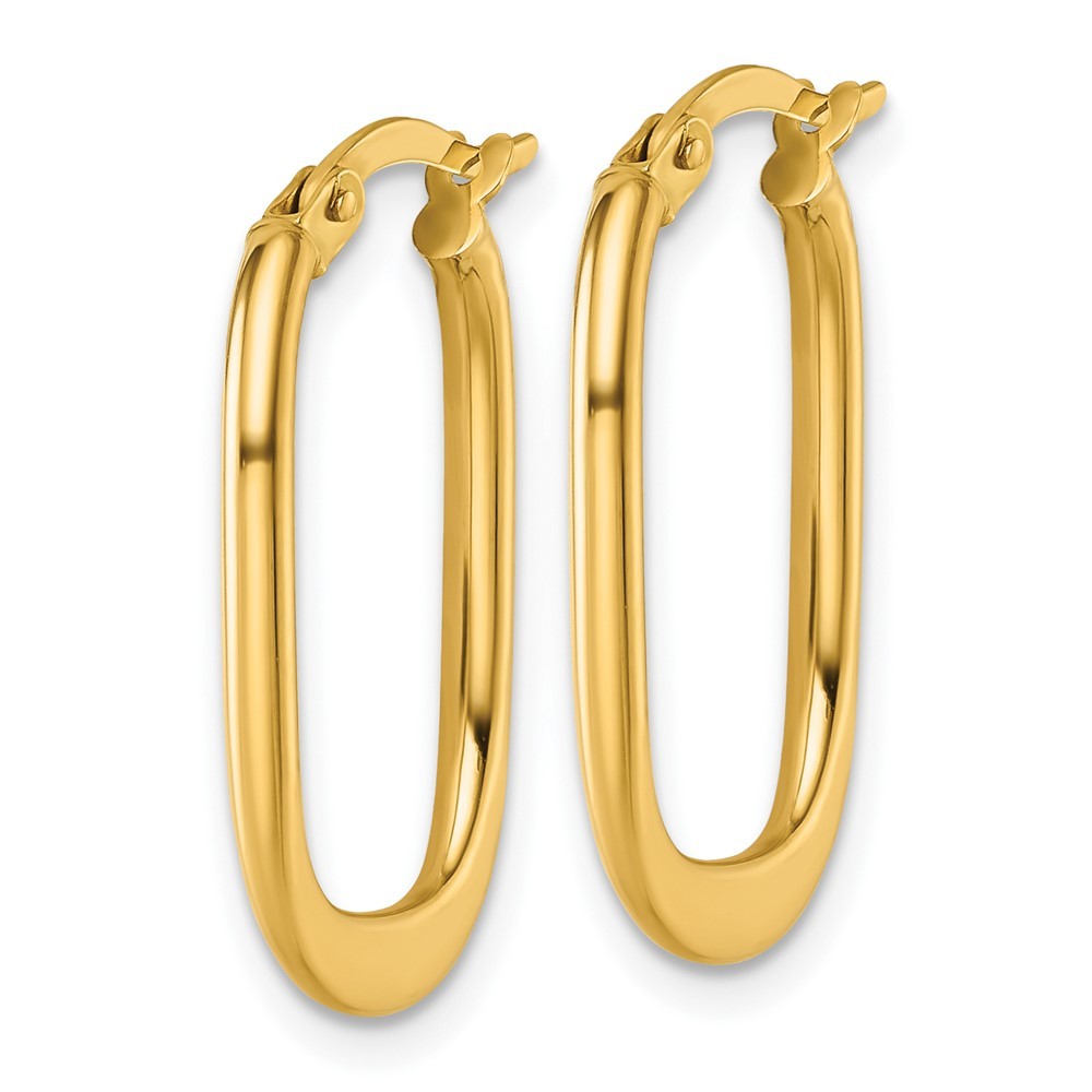 14k Yellow Gold Polished Oval Tapered Tube Hoop Earrings