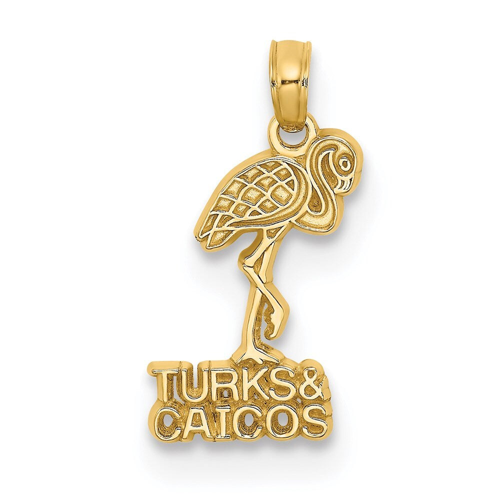 14k Yellow Gold TURKS AND CAICOS Flamingo Charm Pendant for Women