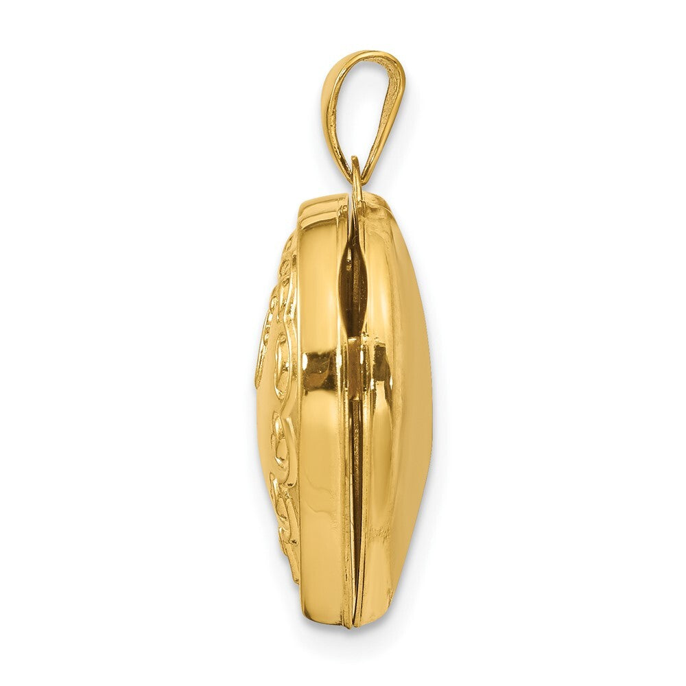 14k Yellow Gold Domed Heart Locket Pendant for Women
