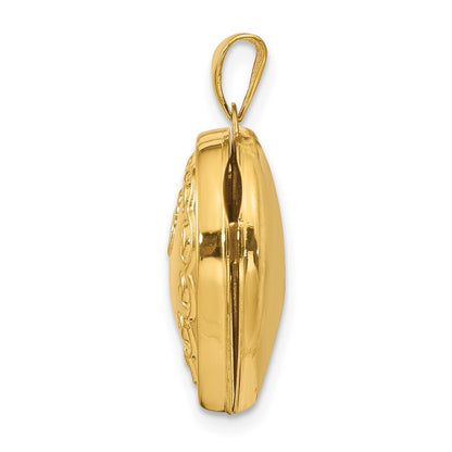 14k Yellow Gold Domed Heart Locket Pendant for Women