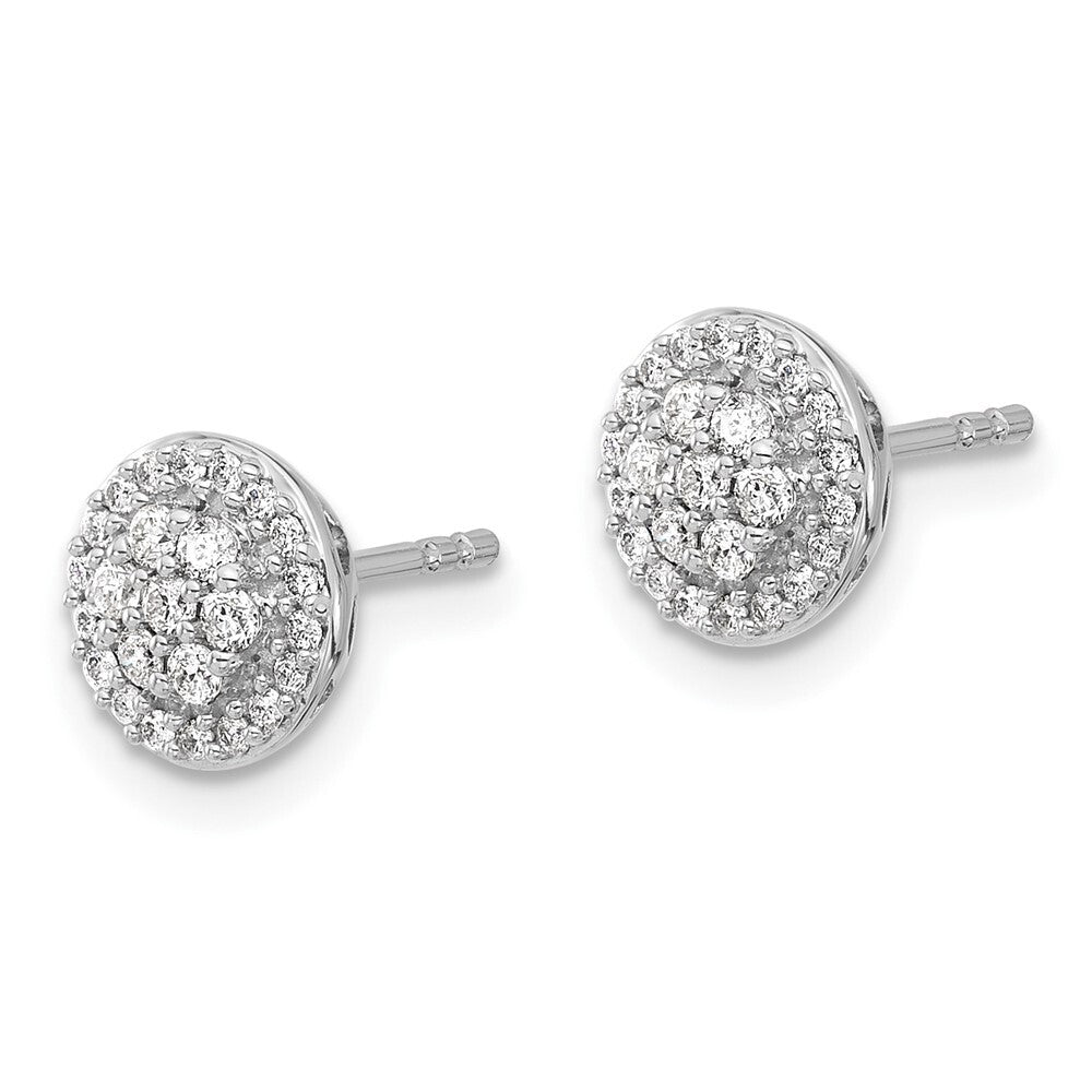 14k White Gold Diamond Cluster Stud Earrings