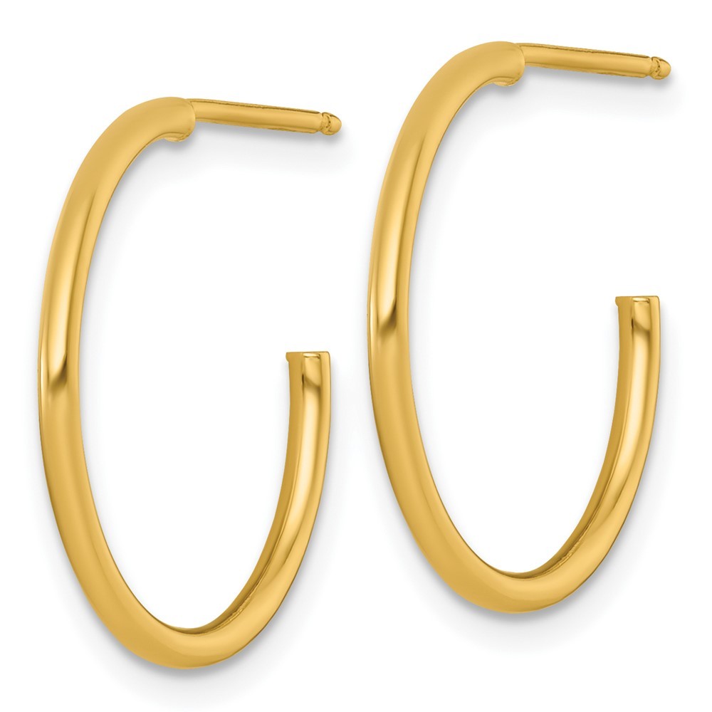 14k Yellow Gold Polished 1.5 x 20mm Solid C-Hoop Earrings