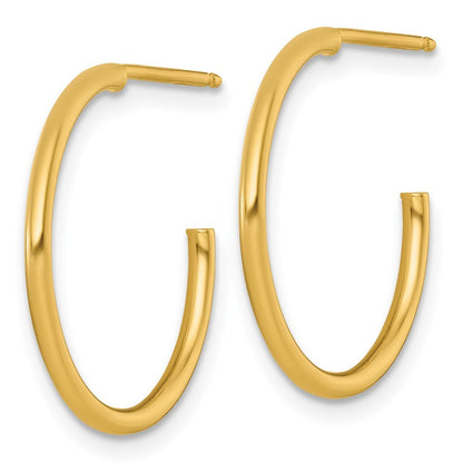 14k Yellow Gold Polished 1.5 x 20mm Solid C-Hoop Earrings