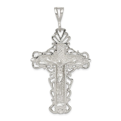 Sterling Silver Diamond-Cut Crucifix Pendant Holiday Gift for Women