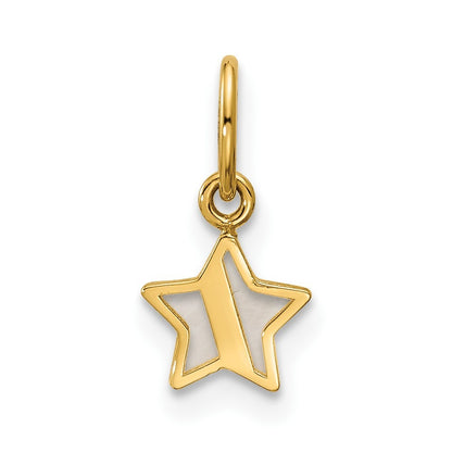 14k Yellow Gold Polished Mother of Pearl Star Pendant