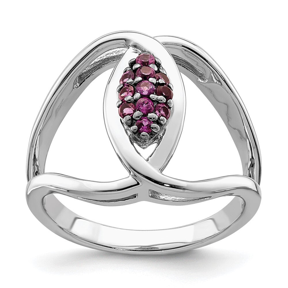 Sterling Silver Rhod-plat Rhodolite Garnet Ring Size 7