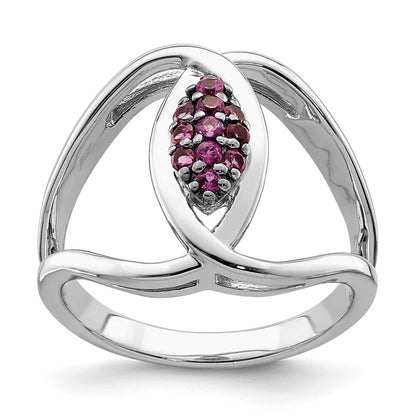 Sterling Silver Rhod-plat Rhodolite Garnet Ring Size 7