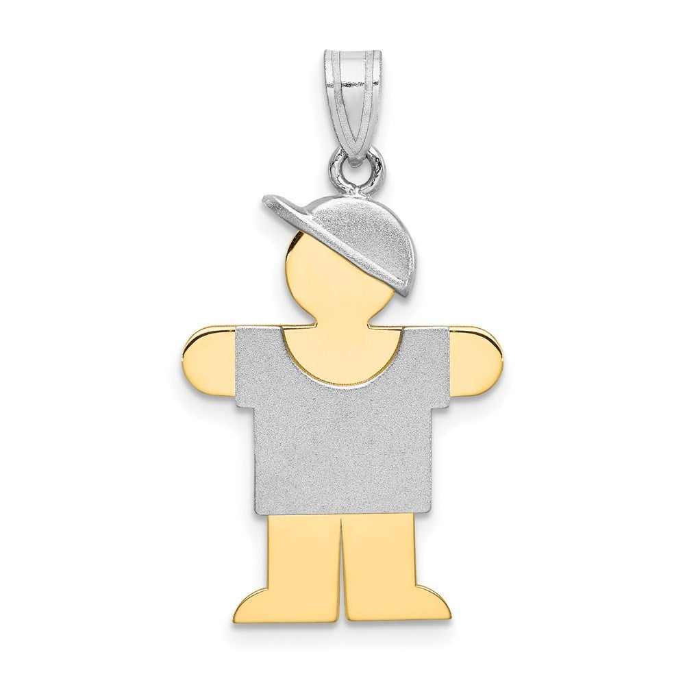 14k Two-Tone Gold Large Boy w Hat on Right Engravable Charm
