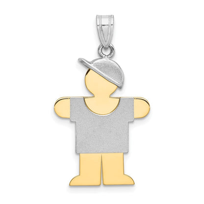 14k Two-Tone Gold Large Boy w Hat on Right Engravable Charm