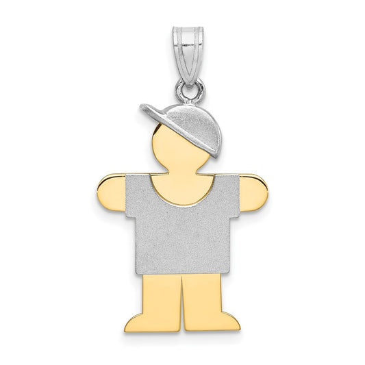 14k Two-Tone Gold Large Boy w Hat on Right Engravable Charm