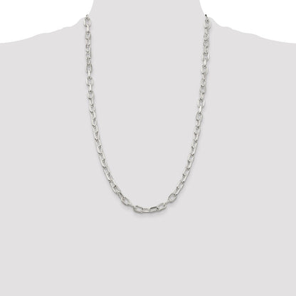 Sterling Silver 6.65mm Diamond-cut Long Link Cable Chain