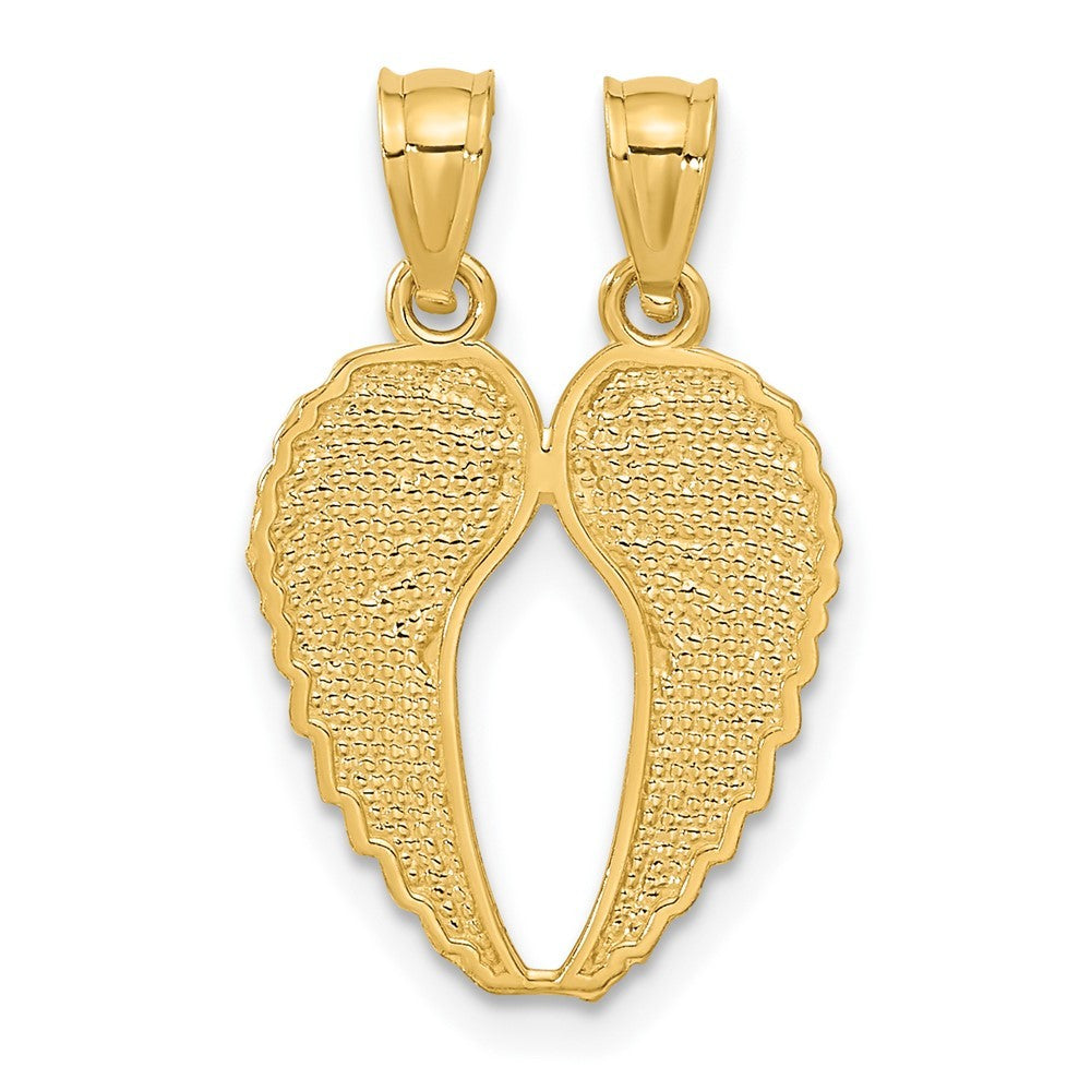 14k Yellow Gold Yellow Gold Break Apart Diamond-cut Wings Pendant