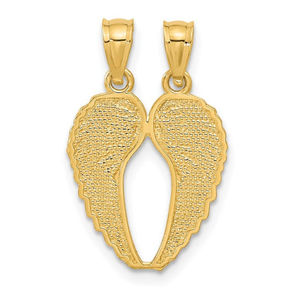 14k Yellow Gold Yellow Gold Break Apart Diamond-cut Wings Pendant