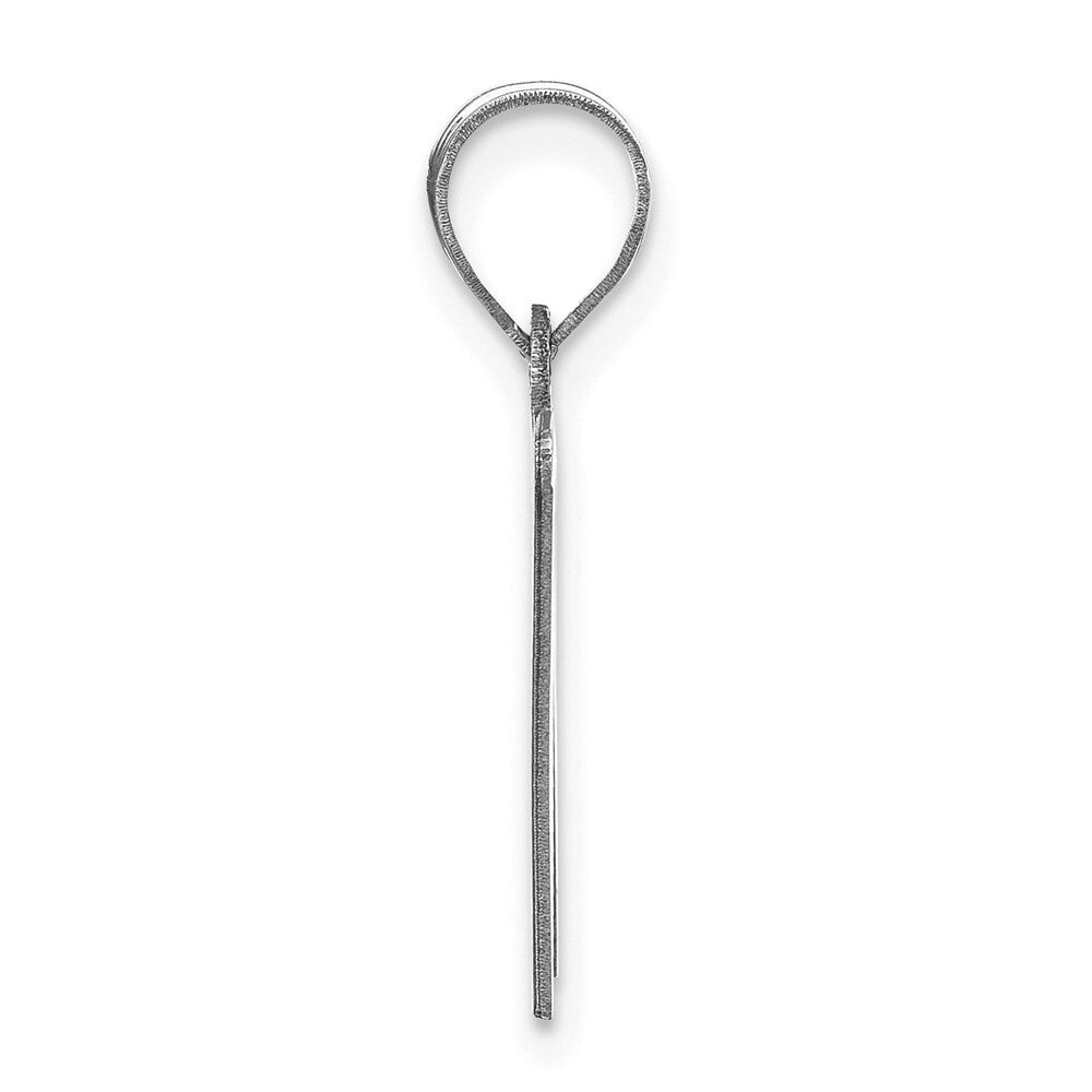 14k White Gold Polished Etched Letter W Initial Pendant for Women