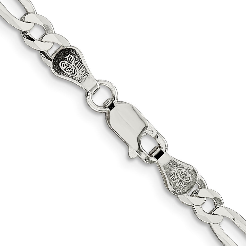 Sterling Silver 4.5mm Lightweight Flat Figaro Chain Necklace