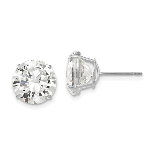14k White Gold 10mm Round Cubic Zirconia Stud Earrings Gift for Women