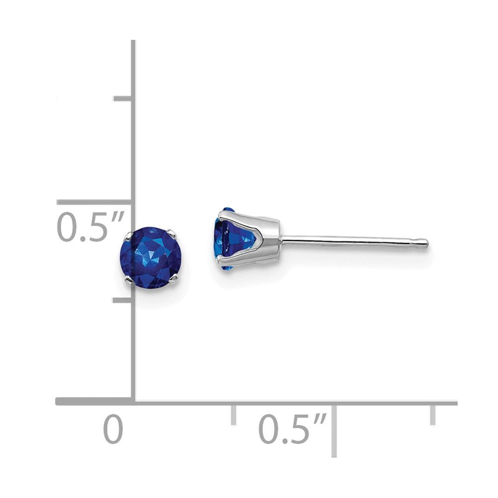 14k White Gold 4mm Sapphire Stud Earrings Gift for Women