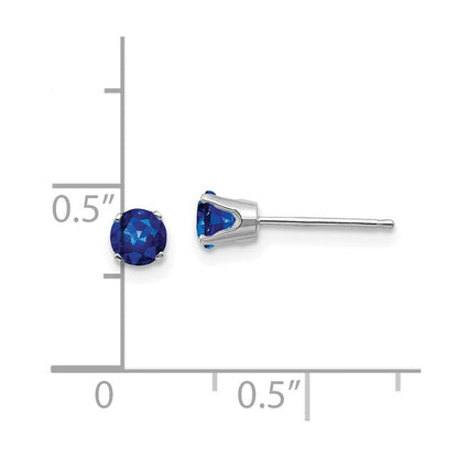 14k White Gold 4mm Sapphire Stud Earrings Gift for Women