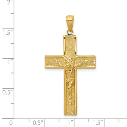 14k Yellow Gold Satin Finish Crucifix Pendant