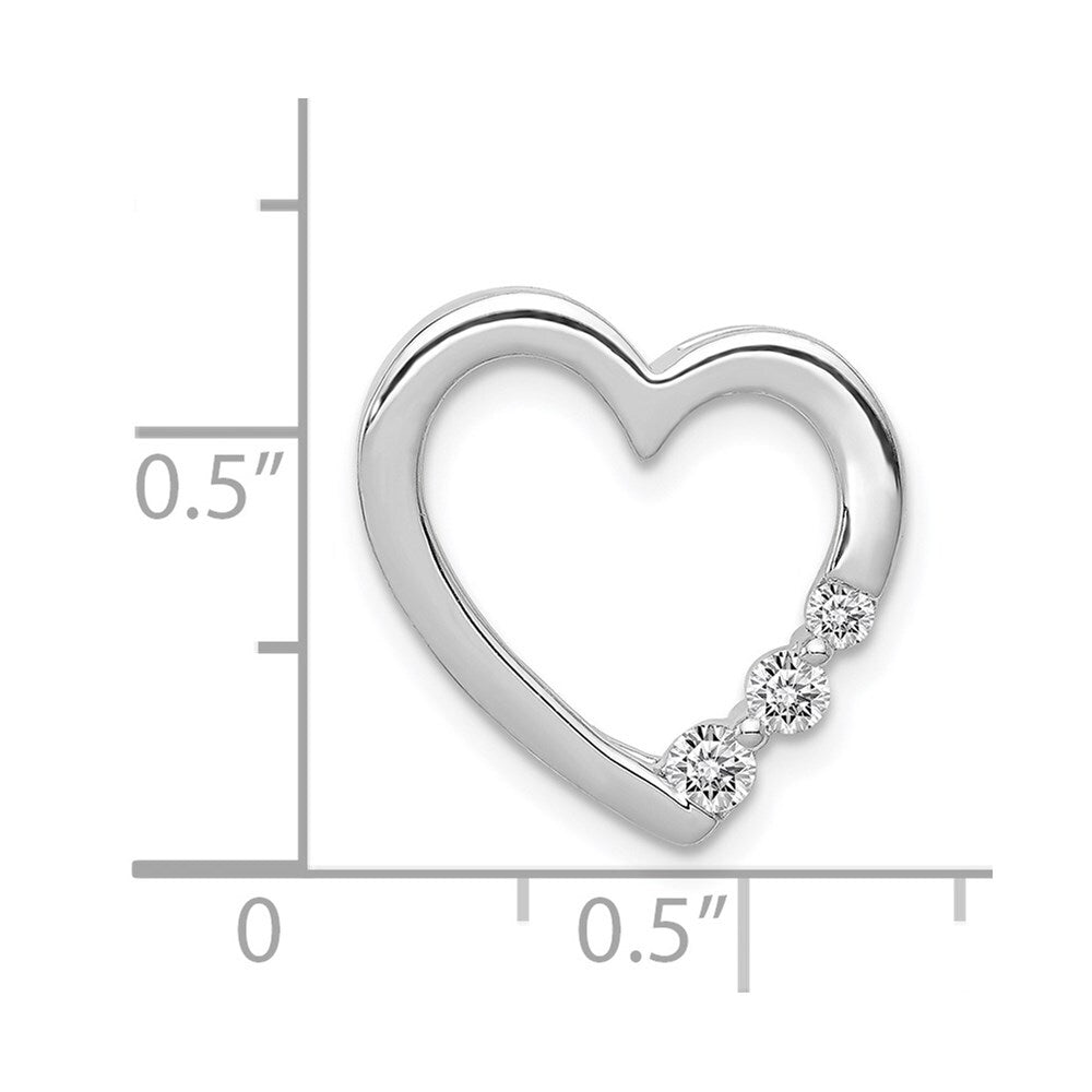 14k White Gold 1/6ct. Diamond Heart Chain Slide Pendant for Women
