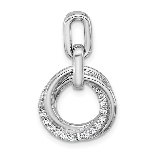 Sterling Silver Rhodium-plated Cubic Zirconia Circle Twist Pendant