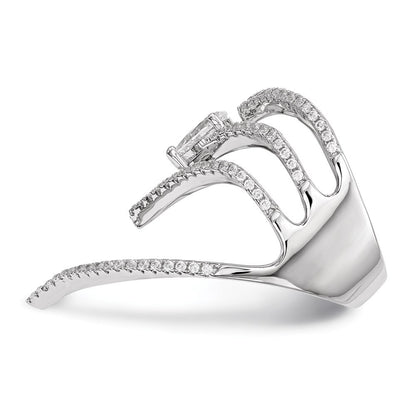 Sterling Silver Rhodium-plated Cubic Zirconia Ring Size 8