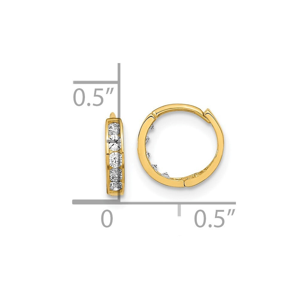 14k Yellow Gold 2mm Cubic Zirconia Huggie Hoops Gift for Women
