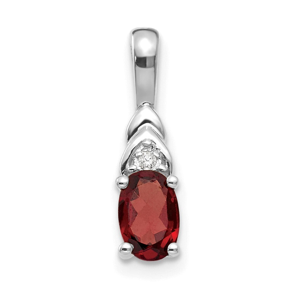 14k White Gold Garnet and Diamond Pendant for Women