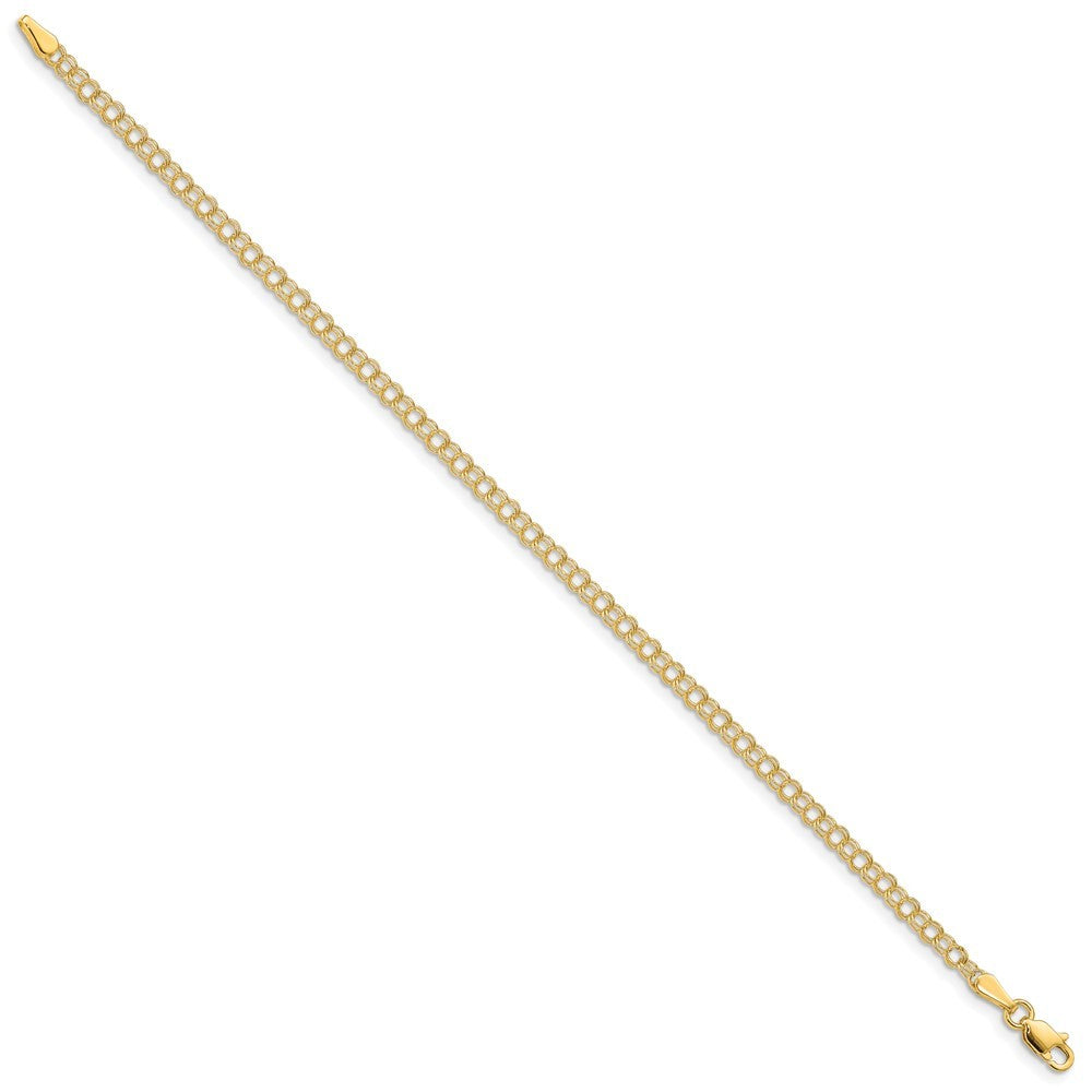 14k Yellow Gold 3mm Solid Double Link 8 inch Charm Bracelet