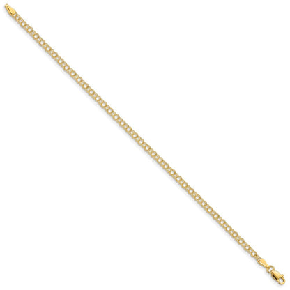 14k Yellow Gold 3mm Solid Double Link 8 inch Charm Bracelet