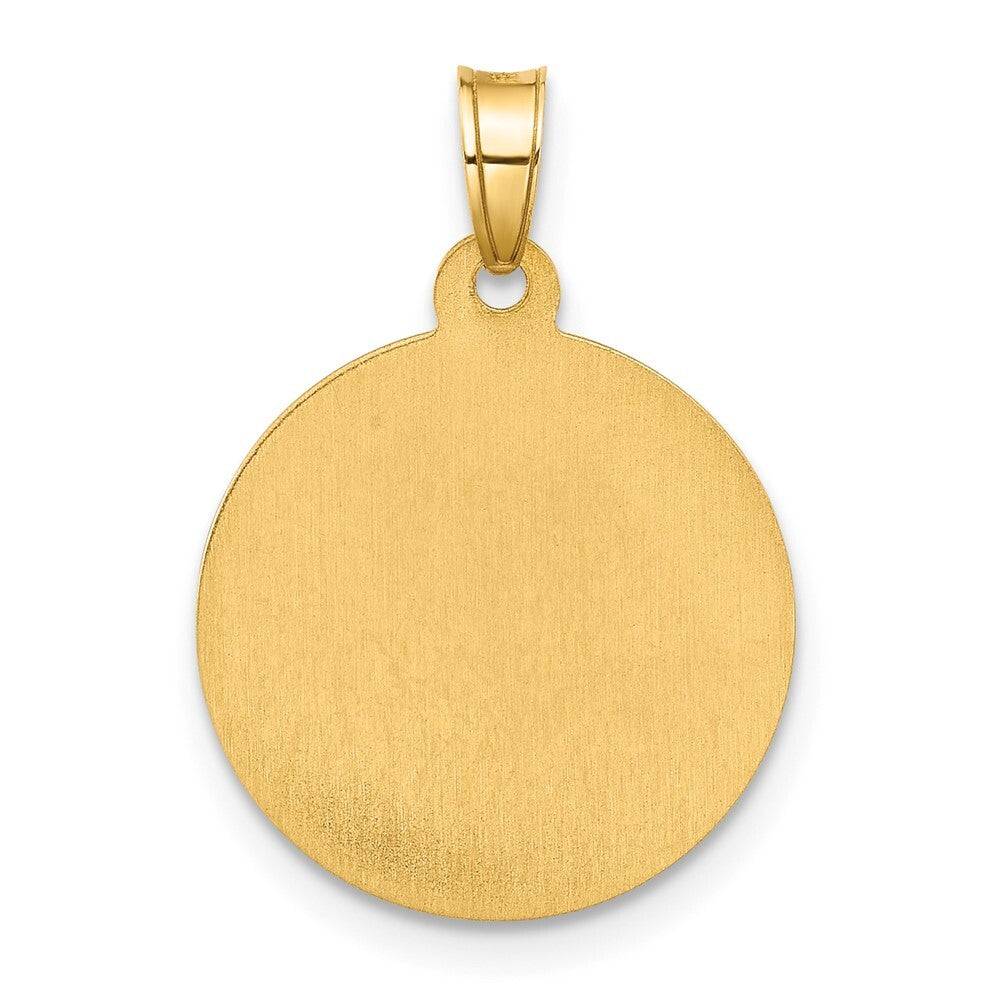 14k Yellow Gold and White Rhodium Hollow Our Lady of Mt Carmel Medal Pendant