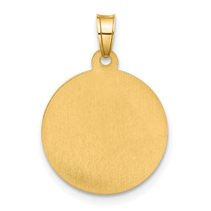 14k Yellow Gold and White Rhodium Hollow Our Lady of Mt Carmel Medal Pendant