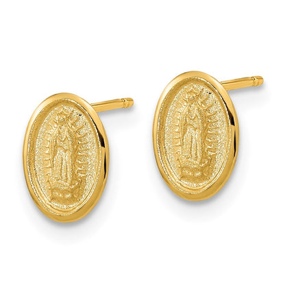 14k Yellow Gold Polished Our Lady of Guadalupe Stud Earrings