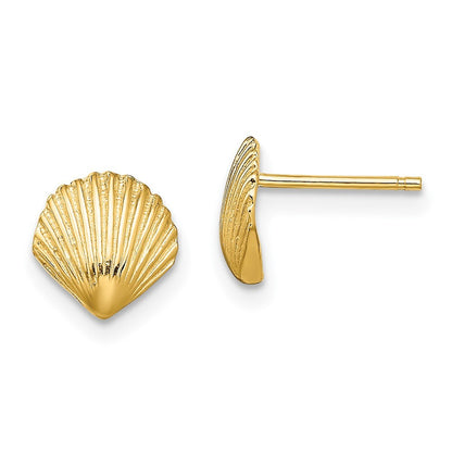 14k Yellow Gold Scallop Shell Earrings