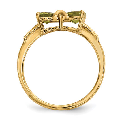 14K Yellow Gold Gold Polished Peridot Bow Ring