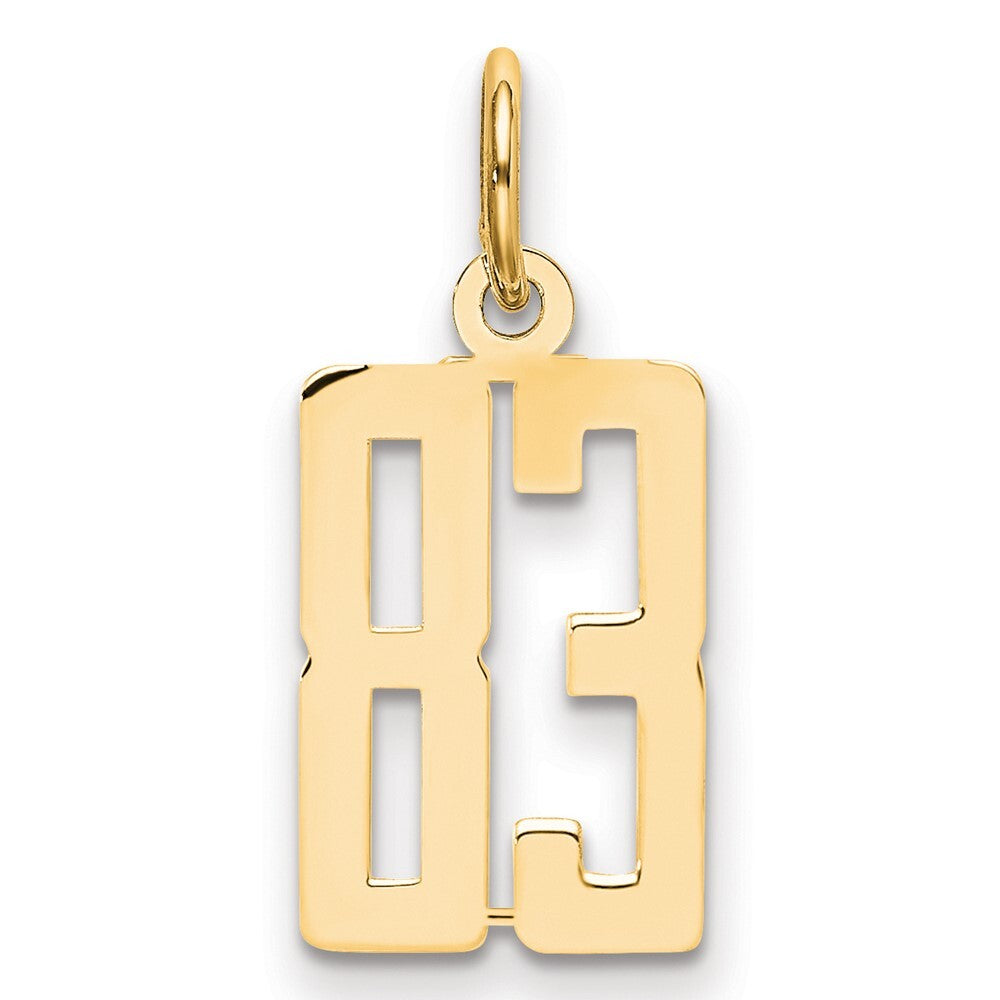 14k Yellow Gold Small Elongated Number 83 Charm Pendant for Women